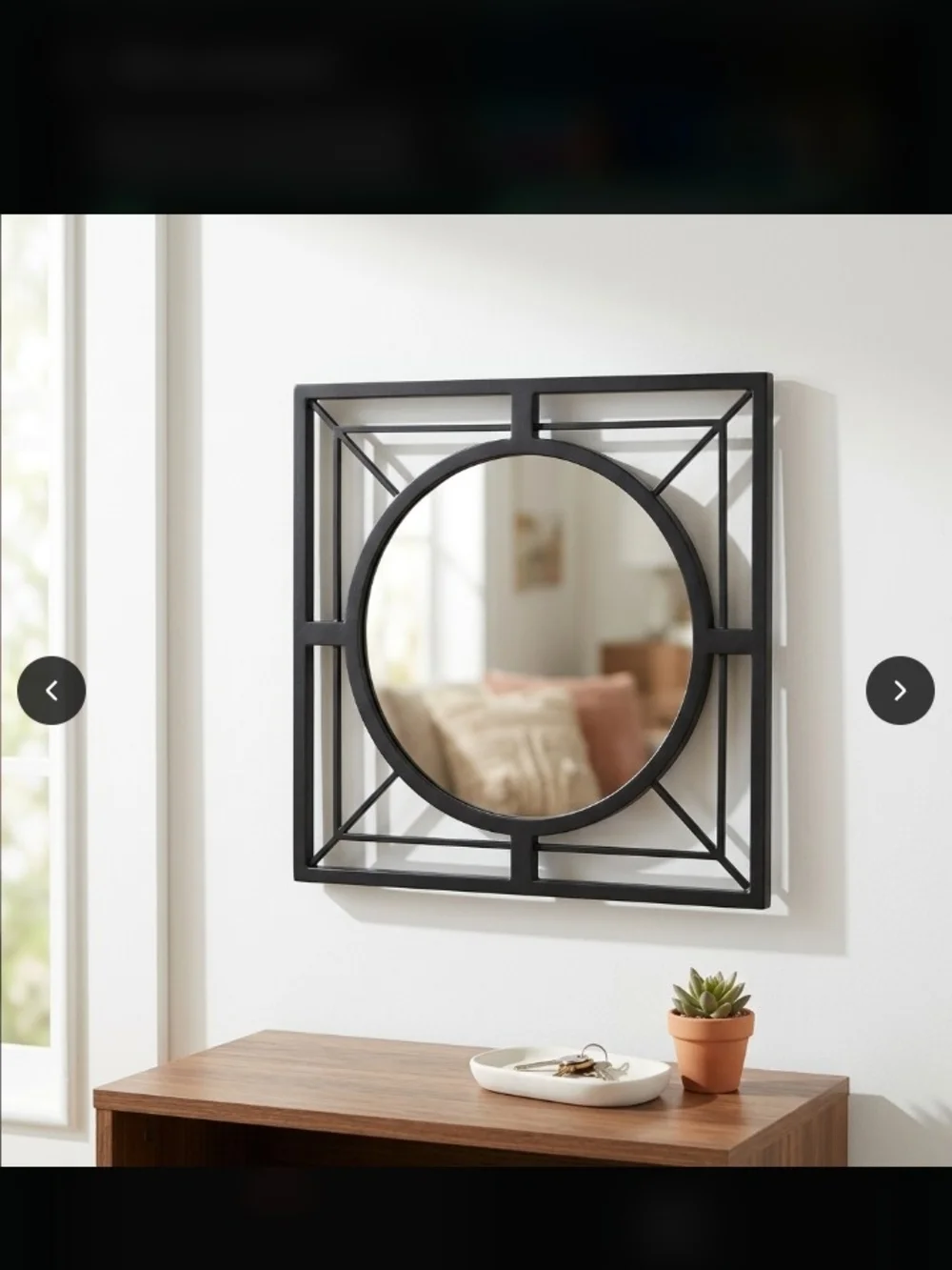 Modern Black Geometric Wall Mirror - Decorative Home Wall Decor